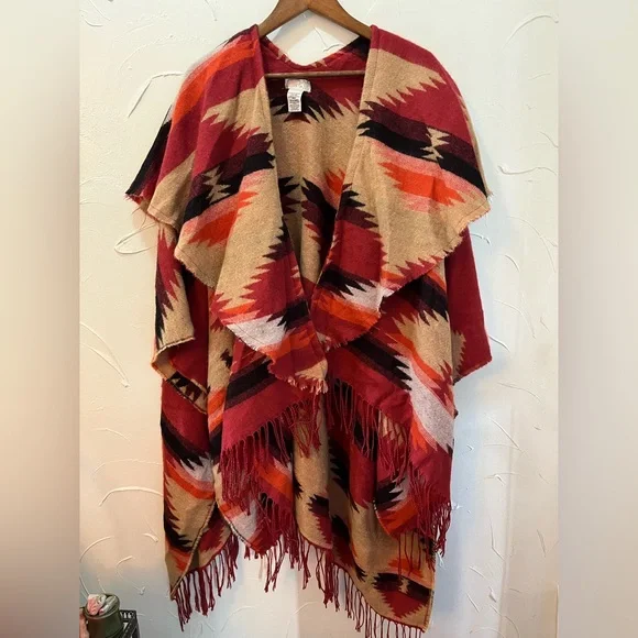 Free People Crossroads Aztec Poncho One Size - Picture 4 of 12